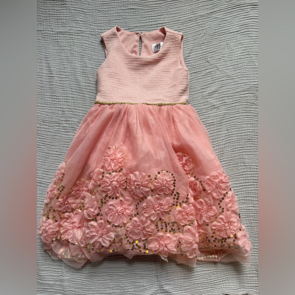 Nannette Pink Floral Kids Formal Dress
